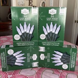 Holiday Time "Set of 4" 50-Count Cool White LED Mini Christmas String Lights